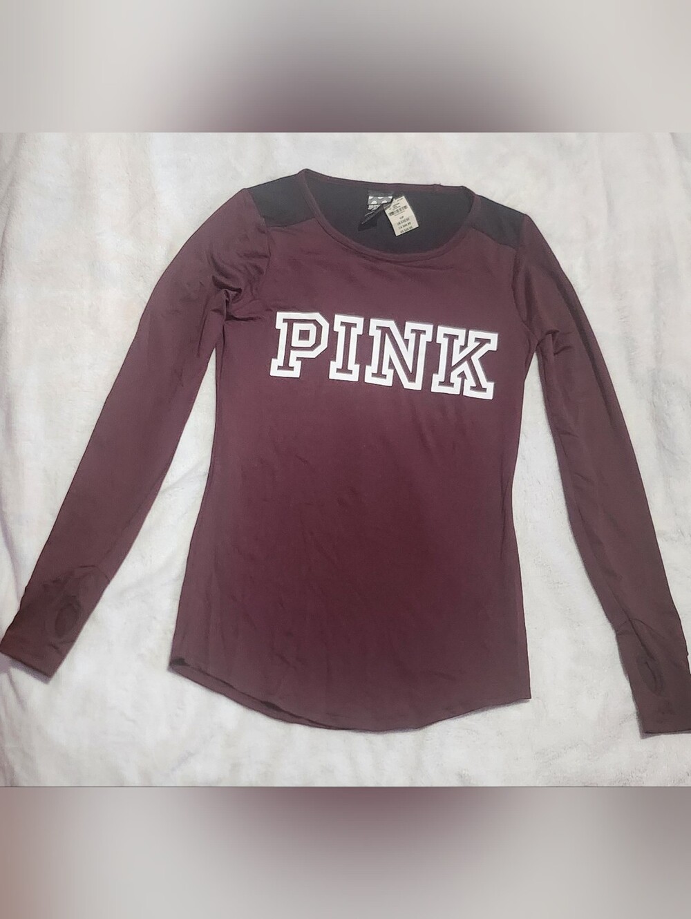 PINK Victoria's Secret Long-Sleeve Top in Burgundy, Small